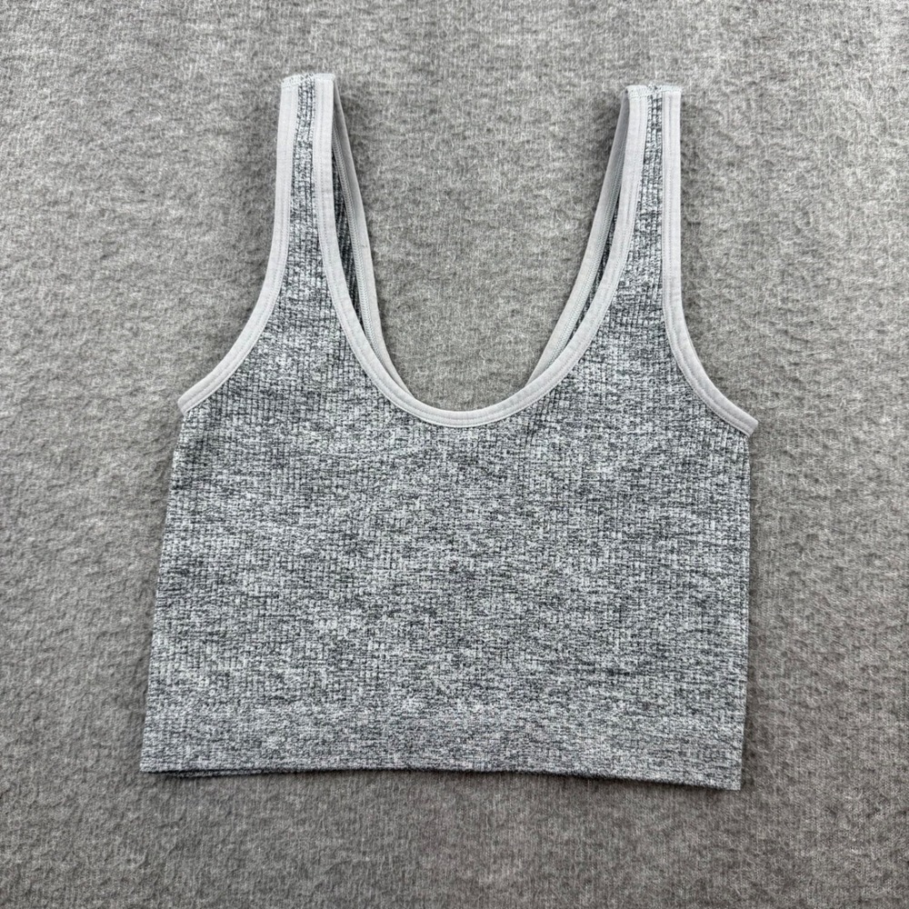 Colsie Lounge Tank Top Women's XS Grey Space Dye Seamless Ribbed Crop Bralette